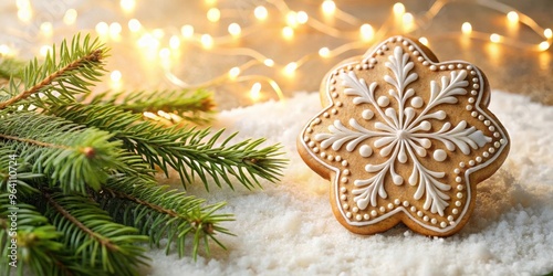 Elegant and cozy bohemian cookie backdrop for a new design on a Christmas card