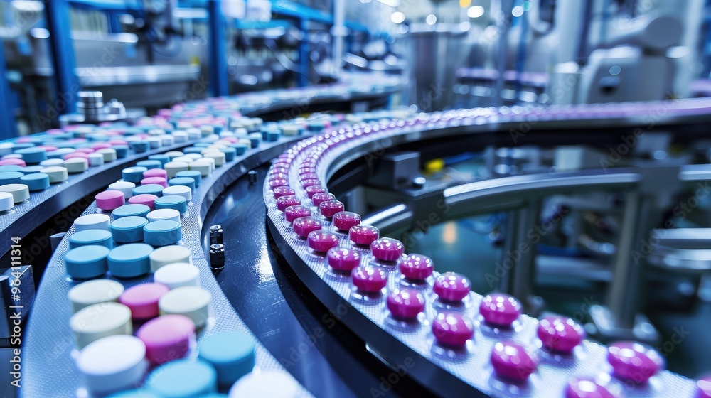 Obraz premium High-Tech Pharmaceutical Production Line