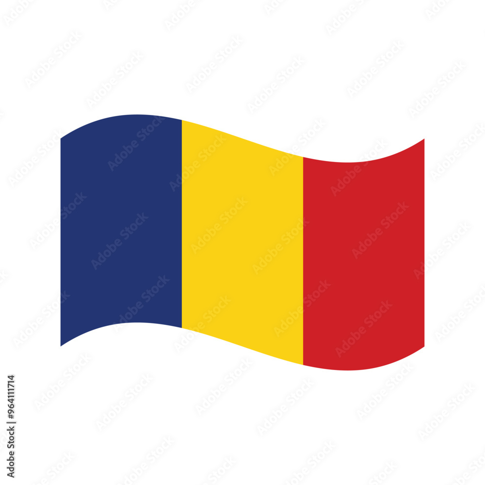 Fototapeta premium Wave flag of Romania. Isolated vector