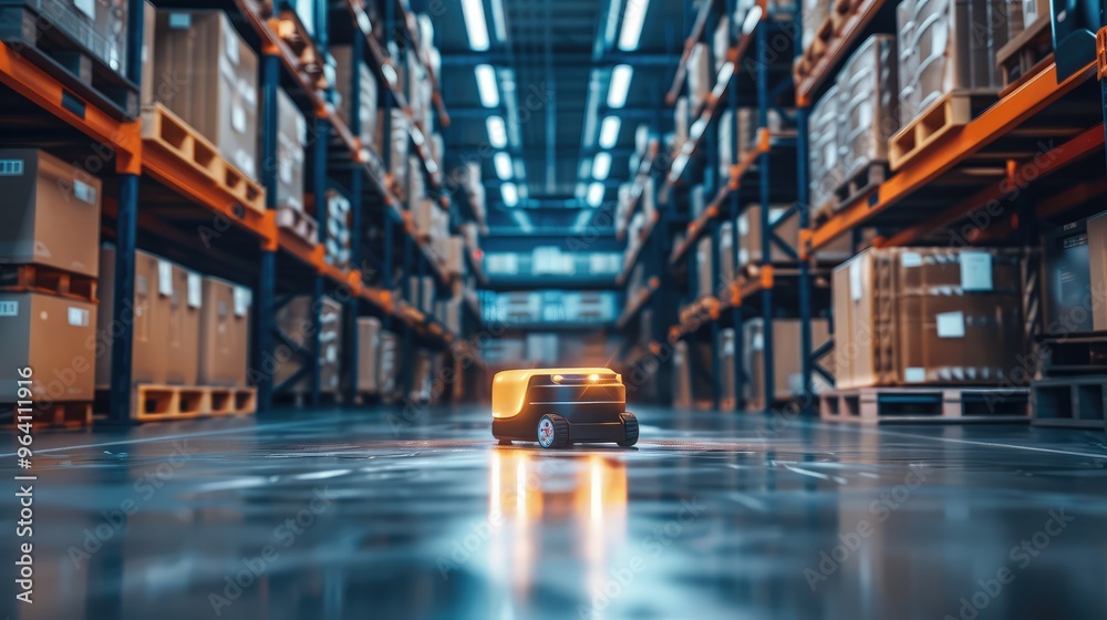 Modern Warehouse with Autonomous Robot Modern Warehouse with Autonomous Robot