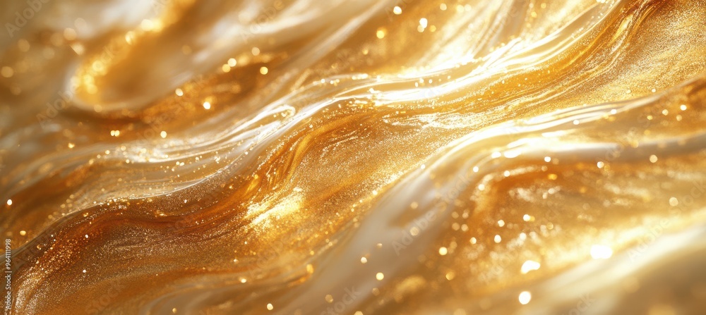 Abstract Golden Liquid Art with Metallic Sheen