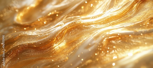 Obraz na płótnie Abstract Golden Liquid Art with Metallic Sheen w salonie