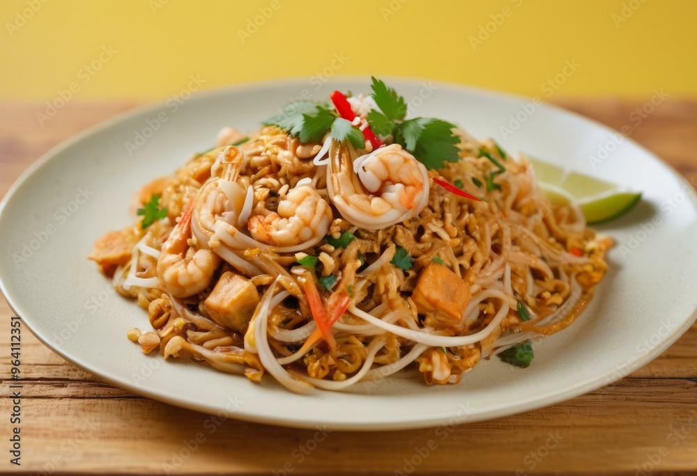 Pad Thai with Cilantro, Red Chili, Lime, Shrimp, Tofu Pad Thai with Cilantro, Red Chili, Lime, Shrimp, Tofu