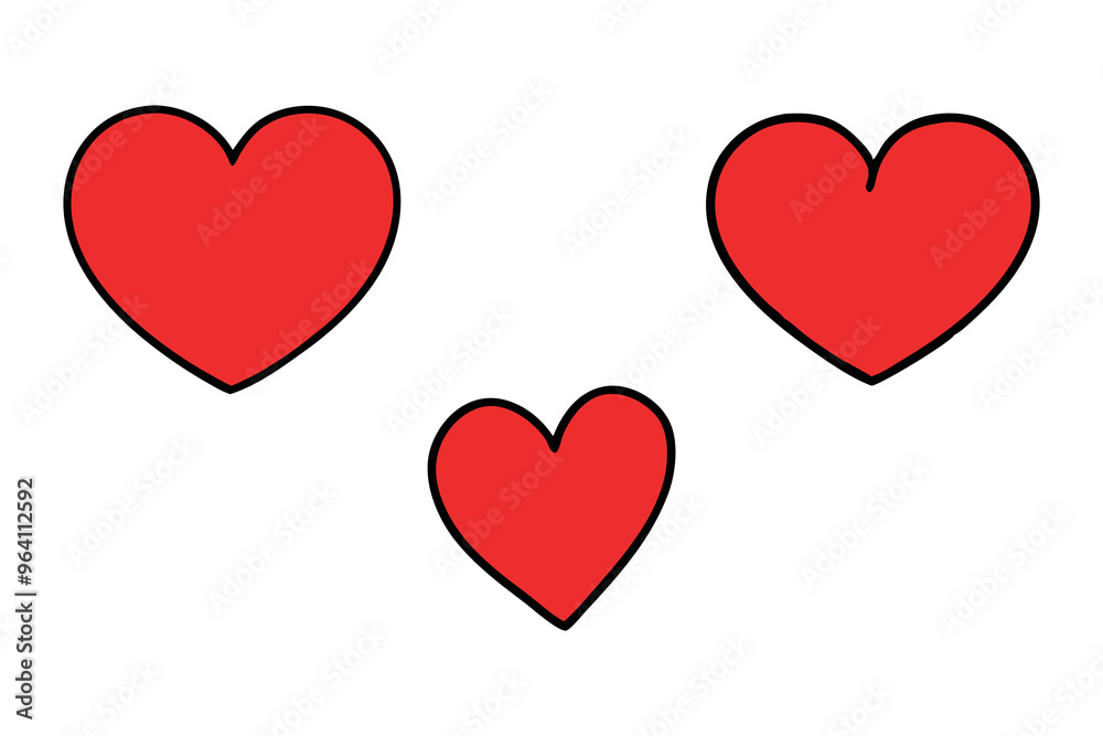 set of hand-drawn red hearts shape collection set of hand-drawn red hearts shape collection