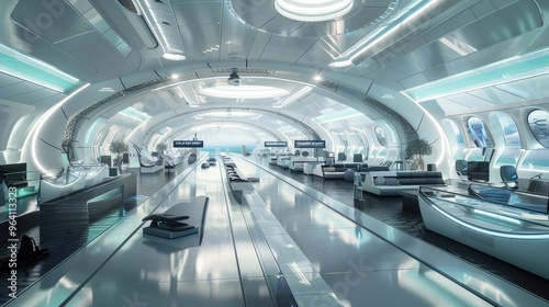 Futuristic Airport Terminal Interior