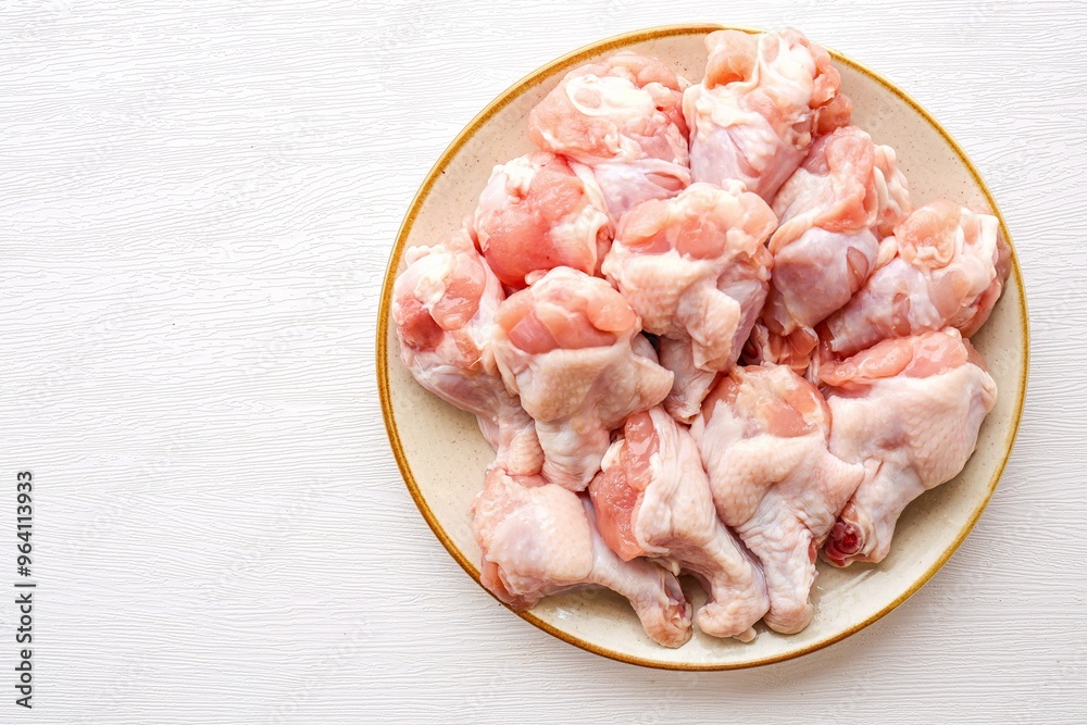 Fresh chicken, raw chicken WING STICK on white background Fresh chicken, raw chicken WING STICK on white background