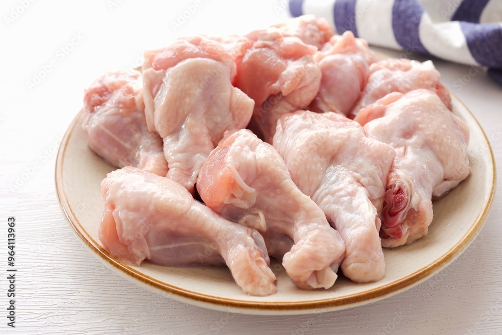 Fresh chicken, raw chicken WING STICK on white background Fresh chicken, raw chicken WING STICK on white background