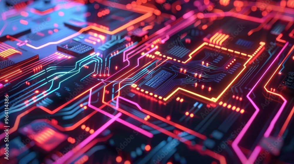 Futuristic Glowing Circuit Board Design Futuristic Glowing Circuit Board Design