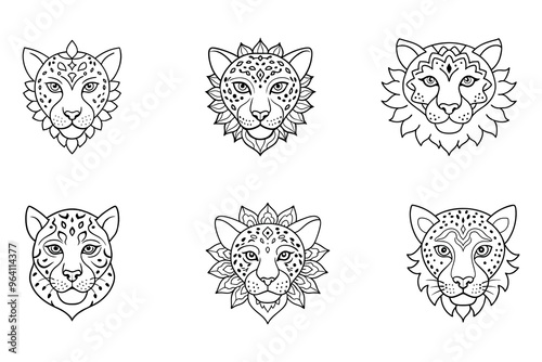 hand-drawn leopard face coloring page