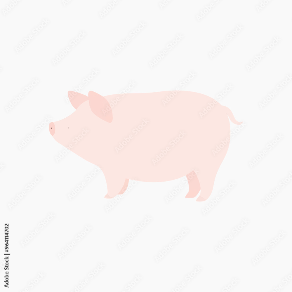 Minimalist pink pig illustration