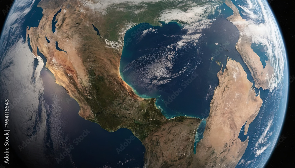 Gulf Example The image captures a stunning aerial perspective of the Gulf of Mexico ...