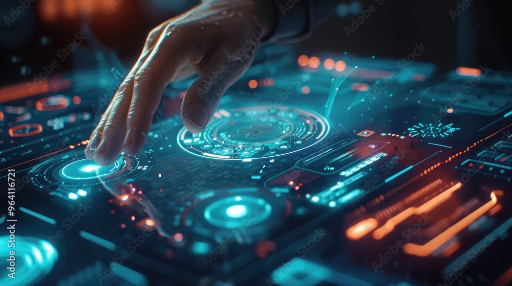 Obraz premium Futuristic Touchscreen Interface Interaction