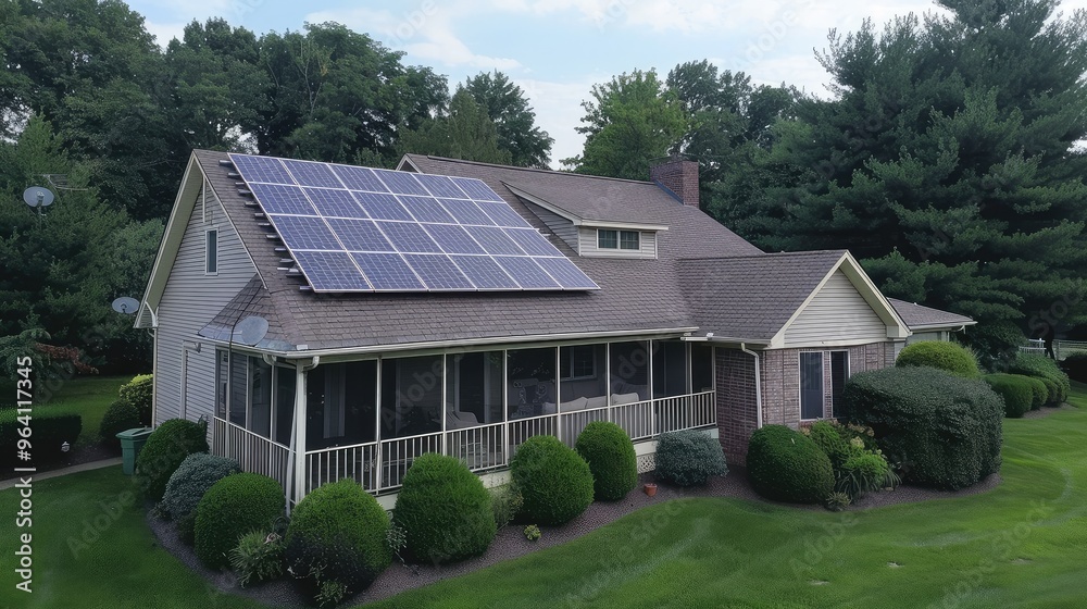 Modern Home with Solar Panels Modern Home with Solar Panels