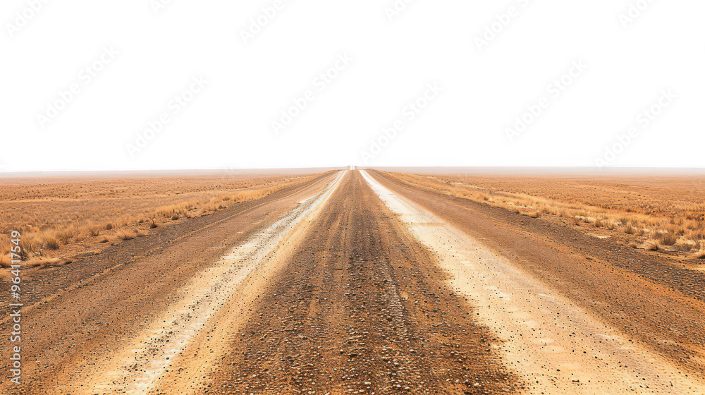 Rugged outback road ,isolated on a pure white background Rugged outback road ,isolated on a pure white background