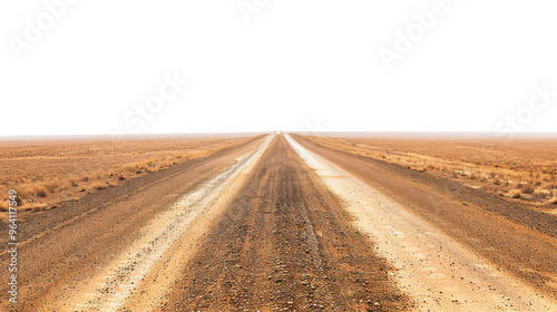 Rugged outback road ,isolated on a pure white background