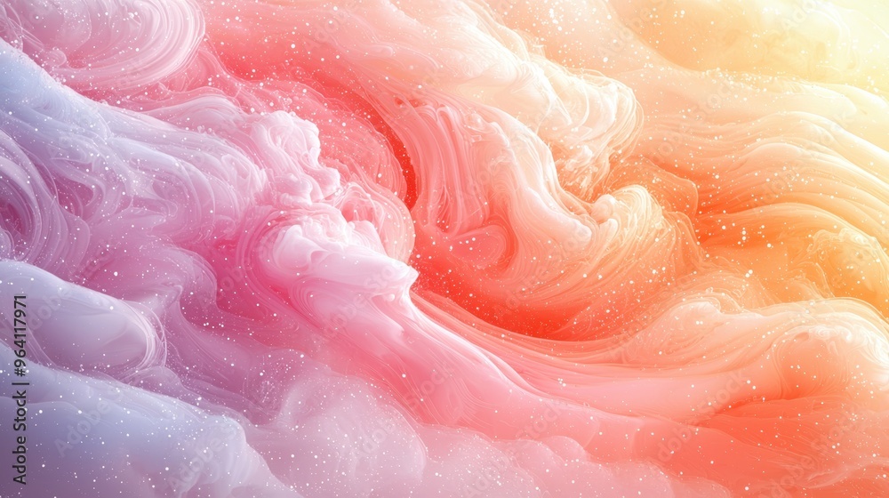 Playful swirling liquid creating gentle curves in a pastel-colored cute frame with a soft background Playful swirling liquid creating gentle curves in a pastel-colored cute frame with a soft background
