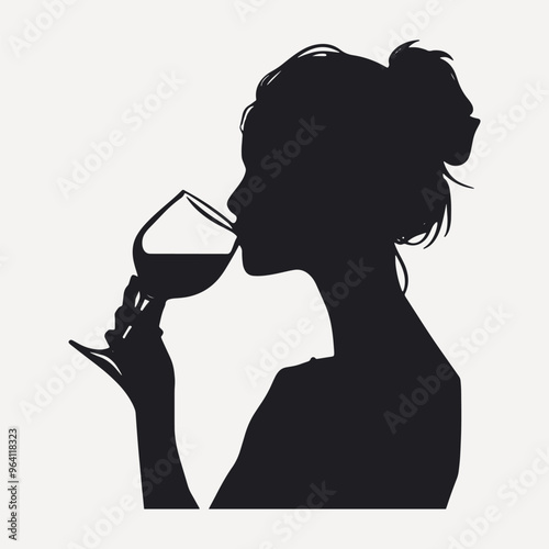 Elegant silhouette woman wine