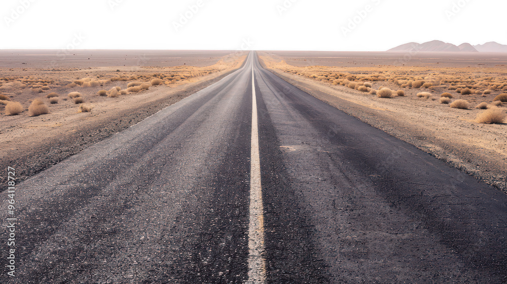 Naklejka premium Long straight road to horizon ,isolated on a pure white background