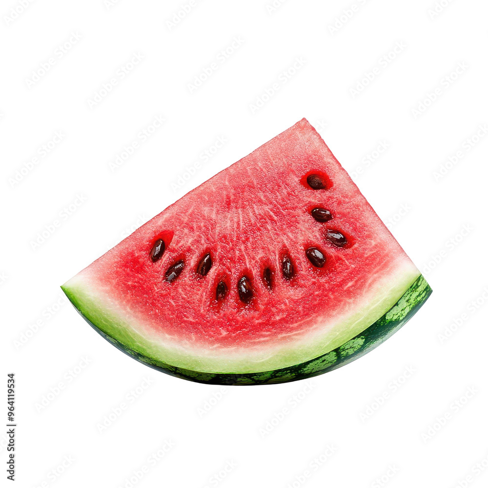 Fresh and juicy watermelon slice with vibrant red flesh and black seeds, perfect for summer refreshment and healthy snacking. Fresh and juicy watermelon slice with vibrant red flesh and black seeds, perfect for summer refreshment and healthy snacking.