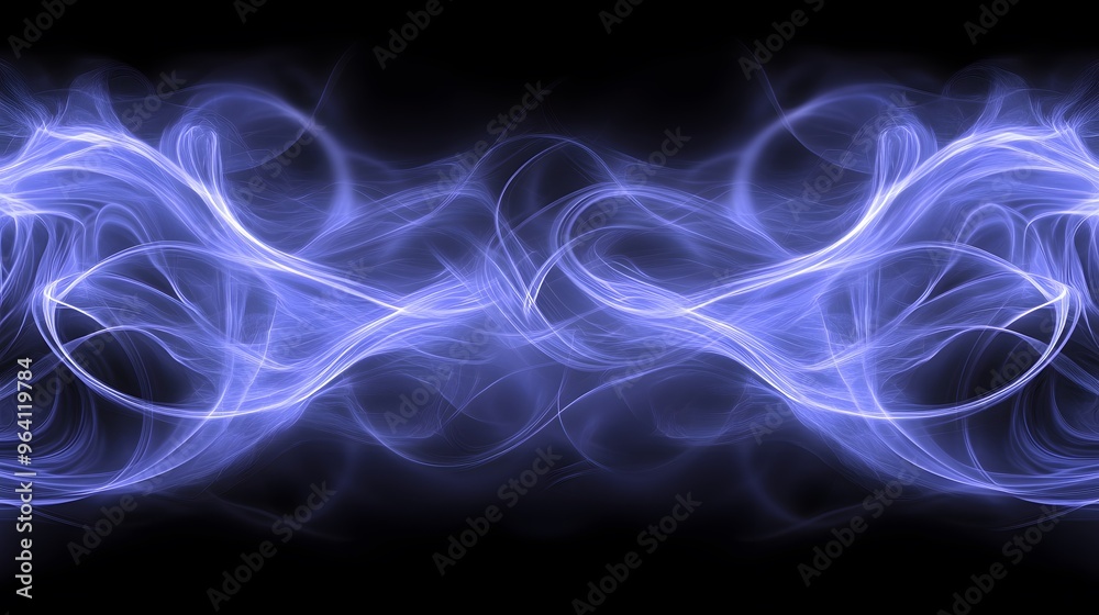 Fototapeta premium Abstract Blue Swirling Lines on Black Background