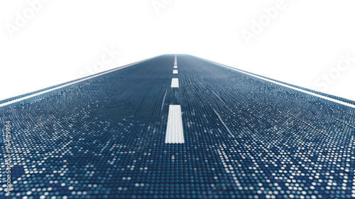 Virtual reality pixelated road ,isolated on a pure white background photo