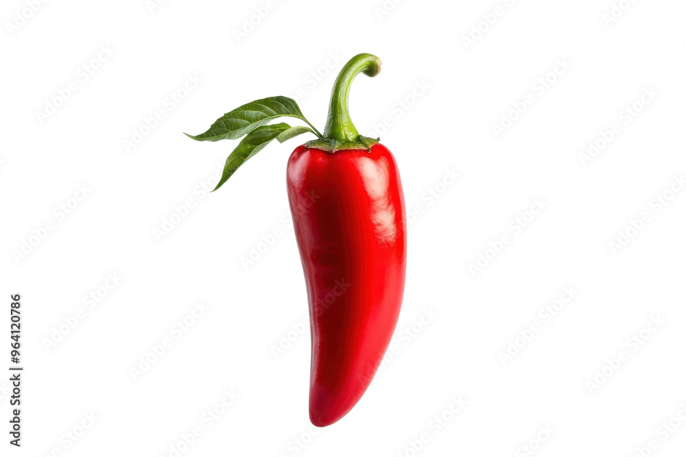 Vibrant red chili pepper with green leaves, perfect for adding spice and flavor to various dishes and culinary creations. Vibrant red chili pepper with green leaves, perfect for adding spice and flavor to various dishes and culinary creations.