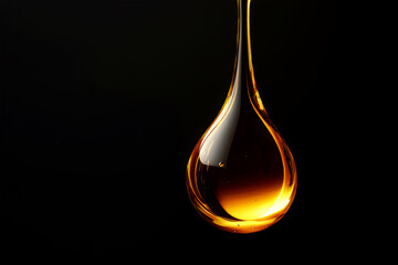 oil drop on black background