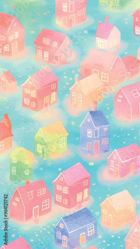 Colorful whimsical houses pattern