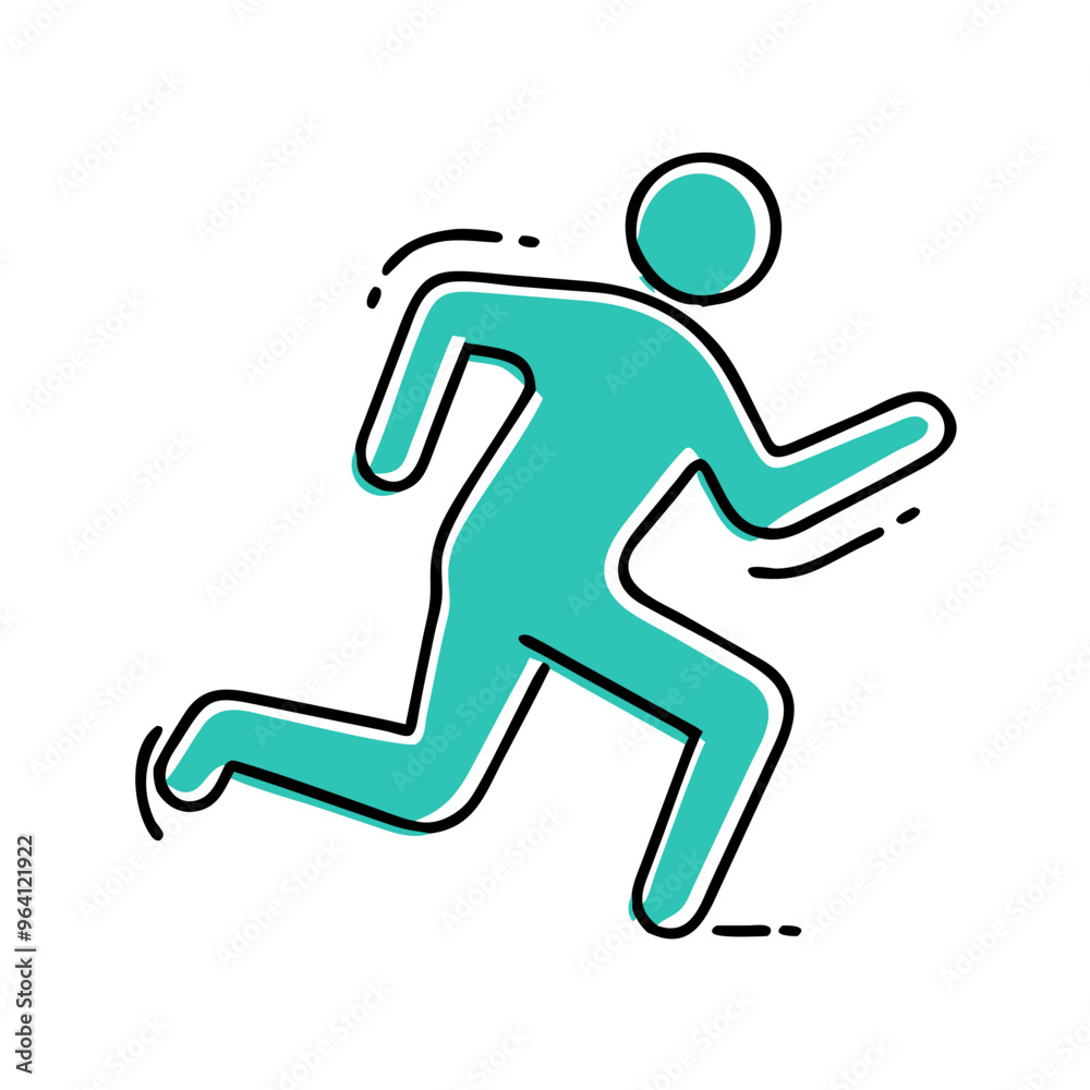 Icon Running Man in Motion on Urban Street Icon Running Man in Motion on Urban Street