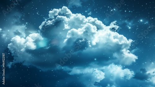 Celestial cloud amidst a starry night sky