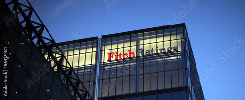 Building of financial credit rating agency Fitch Ratings. Concept of finance economy money currency banking business inflation wealth economic crisis investment savings