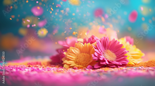 Floral Rangoli with Vibrant Petals photo