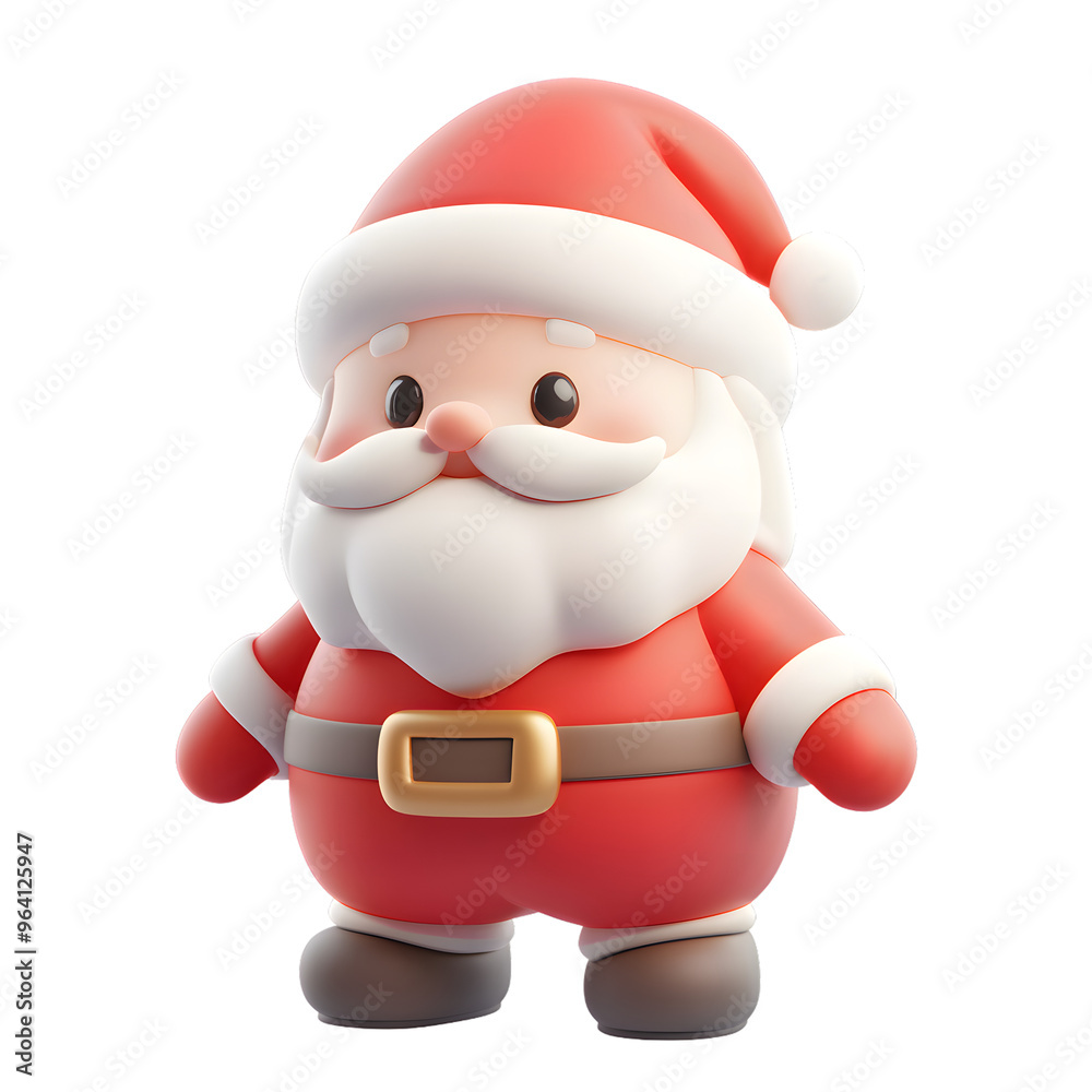Cartoon Santa Claus 3D icon isolated on transparent background