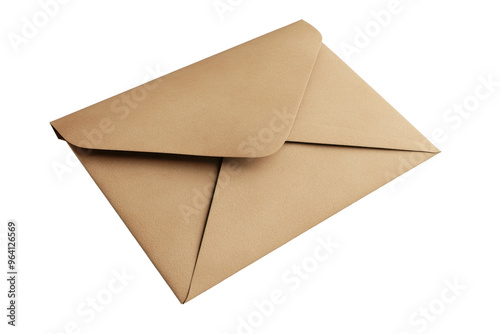 Brown kraft envelope isolated on transparent background. perfect for mailing, stationery needs, or document organization.