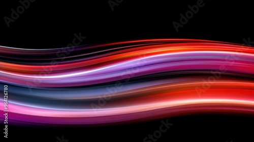 Colorful abstract wavy lines on black background