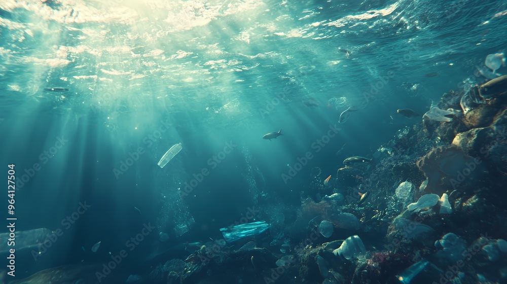 Fototapeta premium Plastic Pollution is littering the ocean