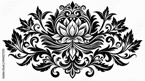 Black and white vintage floral patterns, elegant and timeless, detailed and classic