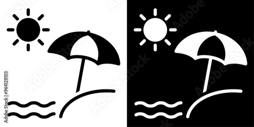 ofvs720 OutlineFilledVectorSign ofvs - beach vector icon . parasol umbrella sky sand sun . vacation sign . isolated transparent . outline and filled version . AI 10 / EPS / PNG . g12066