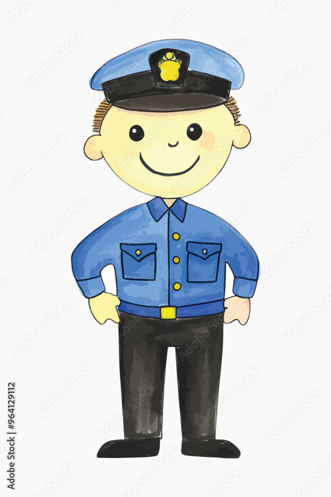Smiling cartoon police officer illustration Smiling cartoon police officer illustration