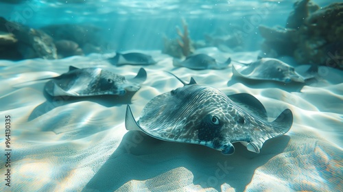 Imagine an underwater world where a group of jellyfish float serenely through the deep ocean