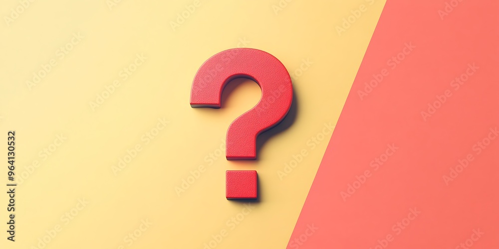 A simple red question mark on a vibrant yellow background A simple red question mark on a vibrant yellow background