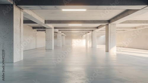 Newly built empty parking garage of the shopping center