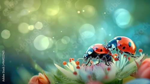High resolution image of two ladybugs