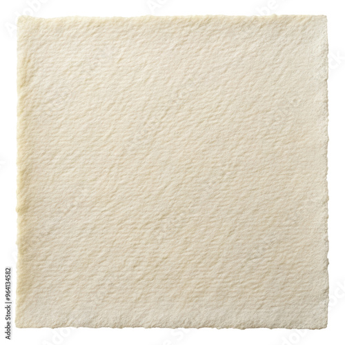 White textured handmade paper with a rough surface and natural edges, ideal for crafting, invitations, or design projects. Isolated on transparent background, png. photo