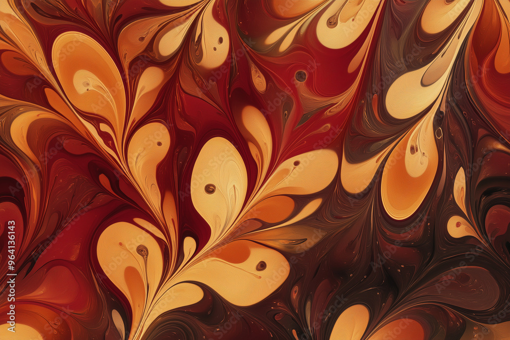 Boho-Inspired Abstract Pattern of Swirling Autumn Leaves