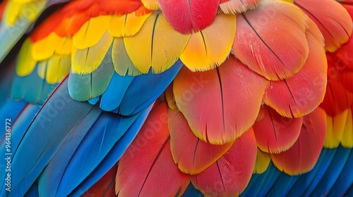 Close-up of Colorful Parrot Feathers.