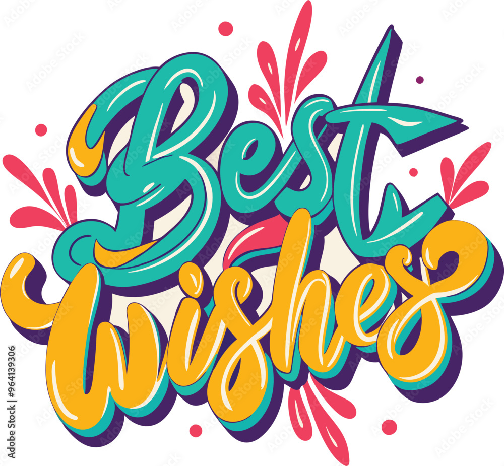 Obraz premium Best Wishes Lettering Vector, colorful vector, easy to edit and uses for various way
