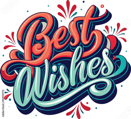 Best Wishes Lettering Vector, colorful vector, easy to edit and uses for various way