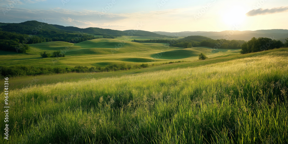Pastel Landscape of Rolling Hills and Fields Pastel Landscape of Rolling Hills and Fields