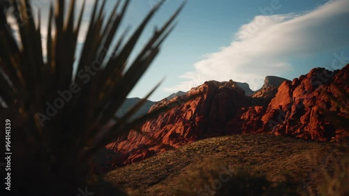 Wallpaper Mural Scenic view of Red Rock canyon national park during sunset with white clouds in the sky Torontodigital.ca